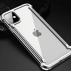 Handyhülle Hülle Luxus Aluminium Metall Rahmen Tasche T01 für Apple iPhone 11 Silber