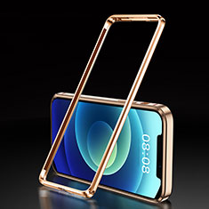 Handyhülle Hülle Luxus Aluminium Metall Rahmen Tasche T01 für Apple iPhone 12 Mini Gold
