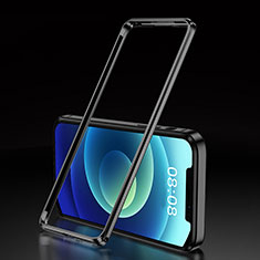 Handyhülle Hülle Luxus Aluminium Metall Rahmen Tasche T01 für Apple iPhone 12 Mini Schwarz