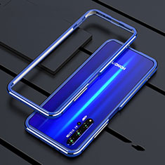 Handyhülle Hülle Luxus Aluminium Metall Rahmen Tasche T01 für Huawei Honor 20 Blau