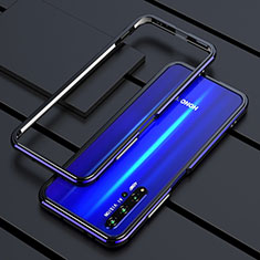 Handyhülle Hülle Luxus Aluminium Metall Rahmen Tasche T01 für Huawei Honor 20 Blau und Schwarz