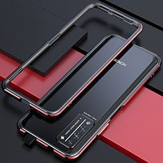 Handyhülle Hülle Luxus Aluminium Metall Rahmen Tasche T01 für Huawei Honor X10 5G Rot und Schwarz