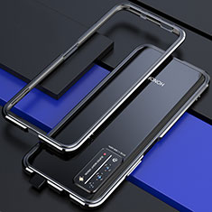Handyhülle Hülle Luxus Aluminium Metall Rahmen Tasche T01 für Huawei Honor X10 5G Silber und Schwarz