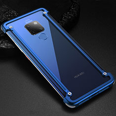 Handyhülle Hülle Luxus Aluminium Metall Rahmen Tasche T01 für Huawei Mate 20 X 5G Blau