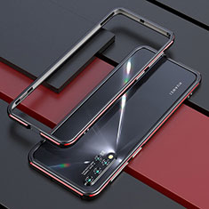 Handyhülle Hülle Luxus Aluminium Metall Rahmen Tasche T01 für Huawei Nova 5 Rot und Schwarz