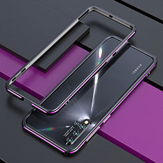 Handyhülle Hülle Luxus Aluminium Metall Rahmen Tasche T01 für Huawei Nova 5 Violett und Schwarz