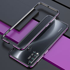 Handyhülle Hülle Luxus Aluminium Metall Rahmen Tasche T01 für Huawei Nova 5i Violett