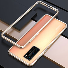 Handyhülle Hülle Luxus Aluminium Metall Rahmen Tasche T01 für Huawei P40 Gold