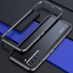 Handyhülle Hülle Luxus Aluminium Metall Rahmen Tasche T01 für Huawei P40 Lite 5G Schwarz
