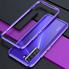 Handyhülle Hülle Luxus Aluminium Metall Rahmen Tasche T01 für Huawei P40 Lite 5G Violett