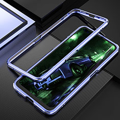 Handyhülle Hülle Luxus Aluminium Metall Rahmen Tasche T01 für Realme X50 Pro 5G Hellblau