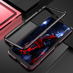 Handyhülle Hülle Luxus Aluminium Metall Rahmen Tasche T01 für Realme X50 Pro 5G Rot und Schwarz
