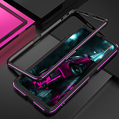 Handyhülle Hülle Luxus Aluminium Metall Rahmen Tasche T01 für Realme X50 Pro 5G Violett