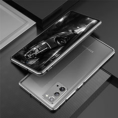 Handyhülle Hülle Luxus Aluminium Metall Rahmen Tasche T01 für Samsung Galaxy Note 20 5G Grau