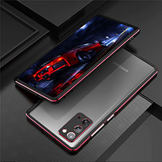 Handyhülle Hülle Luxus Aluminium Metall Rahmen Tasche T01 für Samsung Galaxy Note 20 5G Rot und Schwarz