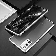 Handyhülle Hülle Luxus Aluminium Metall Rahmen Tasche T01 für Samsung Galaxy Note 20 5G Silber