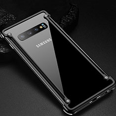 Handyhülle Hülle Luxus Aluminium Metall Rahmen Tasche T01 für Samsung Galaxy S10 5G Schwarz