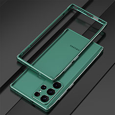 Handyhülle Hülle Luxus Aluminium Metall Rahmen Tasche T01 für Samsung Galaxy S21 Ultra 5G Grün