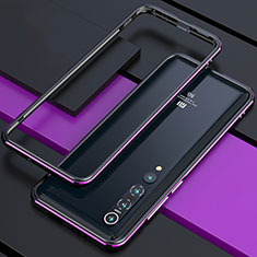 Handyhülle Hülle Luxus Aluminium Metall Rahmen Tasche T01 für Xiaomi Mi 10 Pro Violett und Schwarz