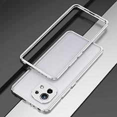 Handyhülle Hülle Luxus Aluminium Metall Rahmen Tasche T01 für Xiaomi Mi 11 5G Silber