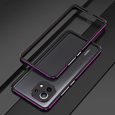 Handyhülle Hülle Luxus Aluminium Metall Rahmen Tasche T01 für Xiaomi Mi 11 5G Violett