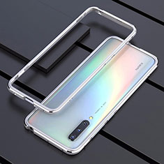 Handyhülle Hülle Luxus Aluminium Metall Rahmen Tasche T01 für Xiaomi Mi A3 Silber