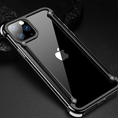 Handyhülle Hülle Luxus Aluminium Metall Rahmen Tasche T02 für Apple iPhone 11 Pro Max Schwarz