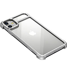 Handyhülle Hülle Luxus Aluminium Metall Rahmen Tasche T02 für Apple iPhone 11 Silber