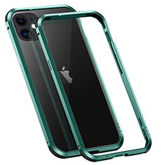 Handyhülle Hülle Luxus Aluminium Metall Rahmen Tasche T02 für Apple iPhone 12 Mini Grün