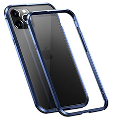 Handyhülle Hülle Luxus Aluminium Metall Rahmen Tasche T02 für Apple iPhone 12 Pro Max Blau