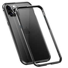 Handyhülle Hülle Luxus Aluminium Metall Rahmen Tasche T02 für Apple iPhone 12 Pro Schwarz