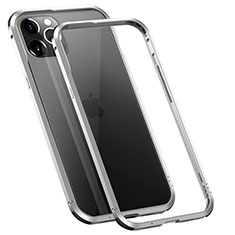Handyhülle Hülle Luxus Aluminium Metall Rahmen Tasche T02 für Apple iPhone 12 Pro Silber