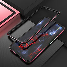Handyhülle Hülle Luxus Aluminium Metall Rahmen Tasche T02 für Huawei Nova 7 SE 5G Rot und Schwarz