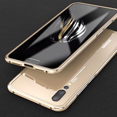 Handyhülle Hülle Luxus Aluminium Metall Rahmen Tasche T02 für Huawei P20 Pro Gold