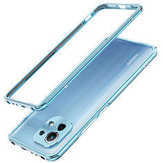 Handyhülle Hülle Luxus Aluminium Metall Rahmen Tasche T02 für Xiaomi Mi 11 5G Blau