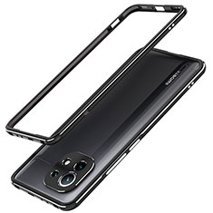 Handyhülle Hülle Luxus Aluminium Metall Rahmen Tasche T02 für Xiaomi Mi 11 5G Schwarz