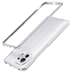 Handyhülle Hülle Luxus Aluminium Metall Rahmen Tasche T02 für Xiaomi Mi 11 5G Silber