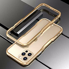 Handyhülle Hülle Luxus Aluminium Metall Rahmen Tasche T03 für Apple iPhone 12 Pro Gold