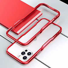 Handyhülle Hülle Luxus Aluminium Metall Rahmen Tasche T03 für Apple iPhone 12 Pro Rot