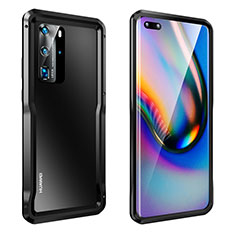 Handyhülle Hülle Luxus Aluminium Metall Rahmen Tasche T03 für Huawei P40 Pro Schwarz