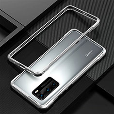 Handyhülle Hülle Luxus Aluminium Metall Rahmen Tasche T04 für Huawei P40 Silber