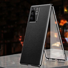 Handyhülle Hülle Luxus Aluminium Metall Tasche 360 Grad Ganzkörper D01 für Samsung Galaxy S21 Ultra 5G Schwarz
