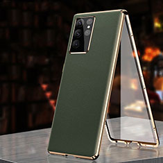 Handyhülle Hülle Luxus Aluminium Metall Tasche 360 Grad Ganzkörper D01 für Samsung Galaxy S22 Ultra 5G Grün