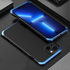 Handyhülle Hülle Luxus Aluminium Metall Tasche 360 Grad Ganzkörper für Apple iPhone 13 Mini Blau und Schwarz