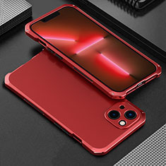 Handyhülle Hülle Luxus Aluminium Metall Tasche 360 Grad Ganzkörper für Apple iPhone 13 Mini Rot