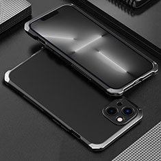 Handyhülle Hülle Luxus Aluminium Metall Tasche 360 Grad Ganzkörper für Apple iPhone 13 Mini Silber und Schwarz