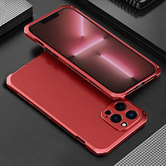 Handyhülle Hülle Luxus Aluminium Metall Tasche 360 Grad Ganzkörper für Apple iPhone 13 Pro Rot