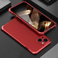 Handyhülle Hülle Luxus Aluminium Metall Tasche 360 Grad Ganzkörper für Apple iPhone 15 Plus Rot