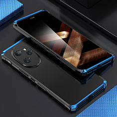 Handyhülle Hülle Luxus Aluminium Metall Tasche 360 Grad Ganzkörper für Huawei Honor 100 Pro 5G Blau und Schwarz