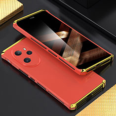 Handyhülle Hülle Luxus Aluminium Metall Tasche 360 Grad Ganzkörper für Huawei Honor 100 Pro 5G Gold und Rot